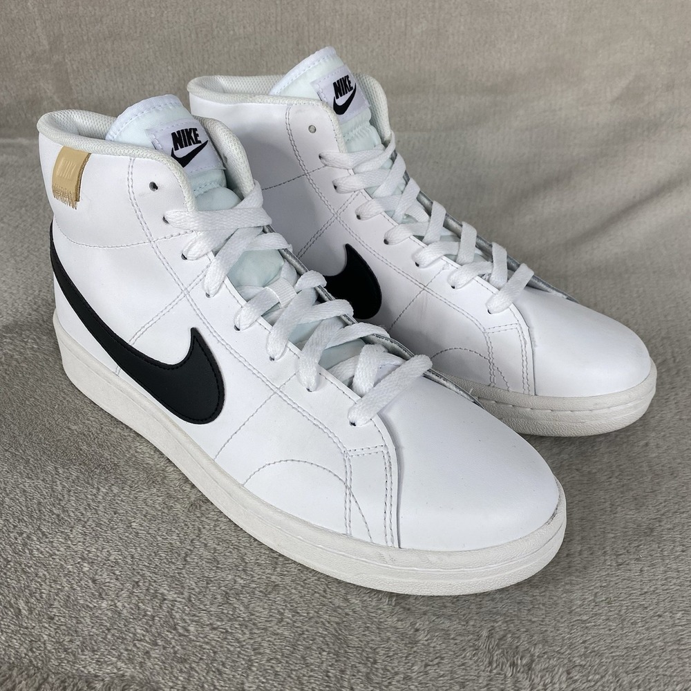 Nike Court Royale 2 Mid Leather Mens Size 10 Onyx White Black CQ9179-100 NEW